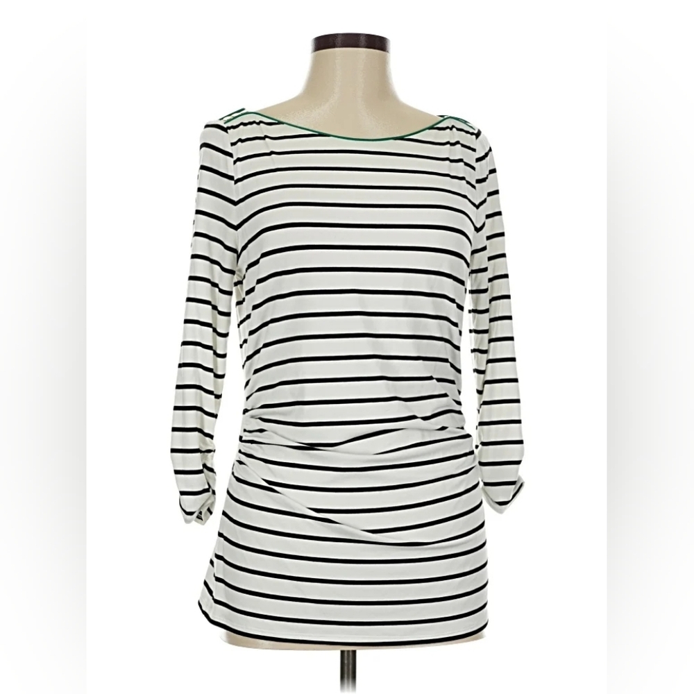 White House Black Market black and white striped long sleeve tee M